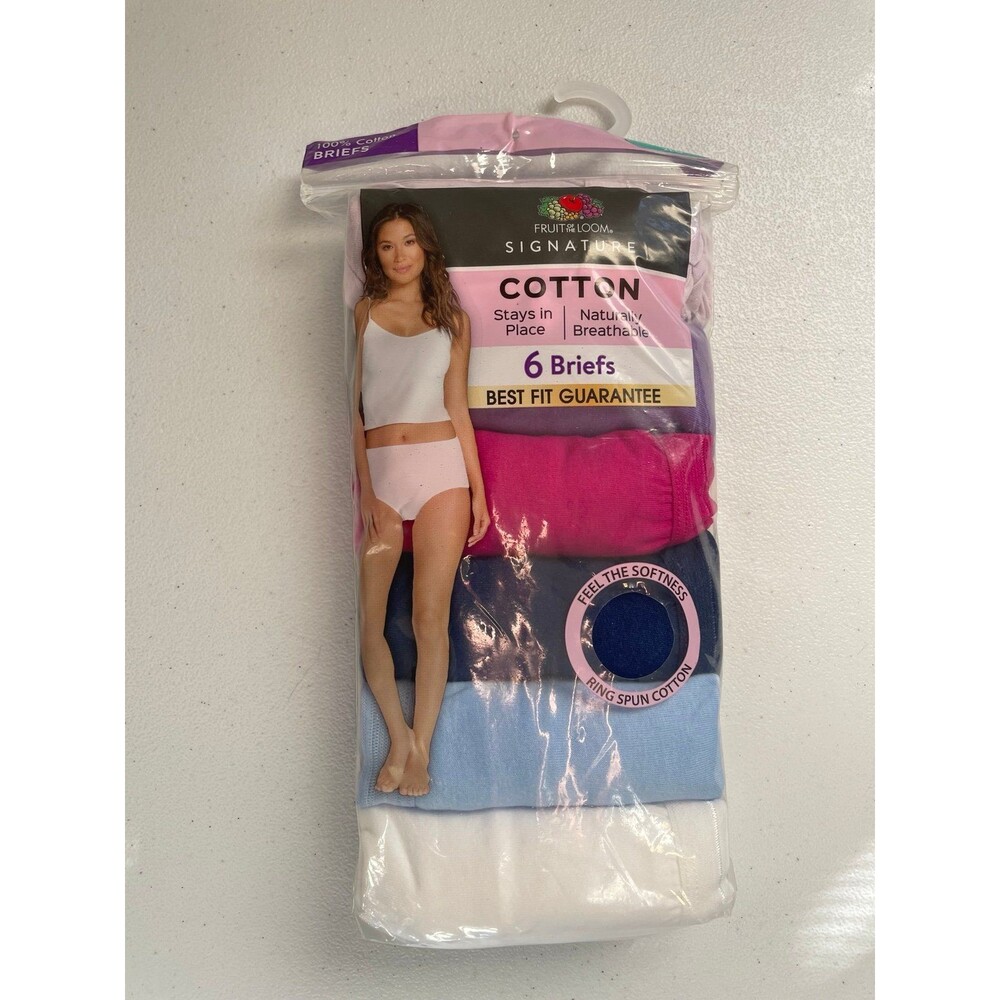 Fruit of the Loom Signature Cotton Briefs 6 Pack Womens Underwear NWT